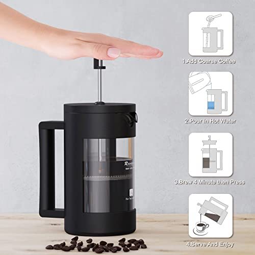 French Press Coffee Maker, Camping Plastic Glass French Coffee Press.